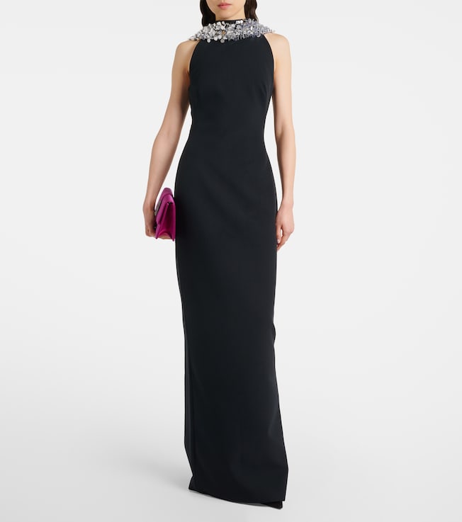 Safiyaa Holli embellished crêpe and satin gown