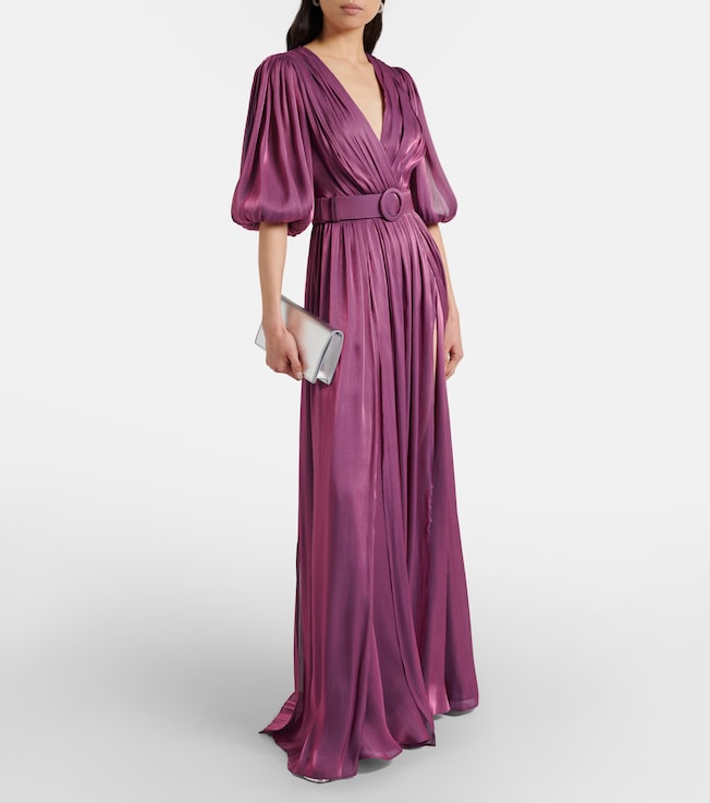 Costarellos Brennie belted georgette gown