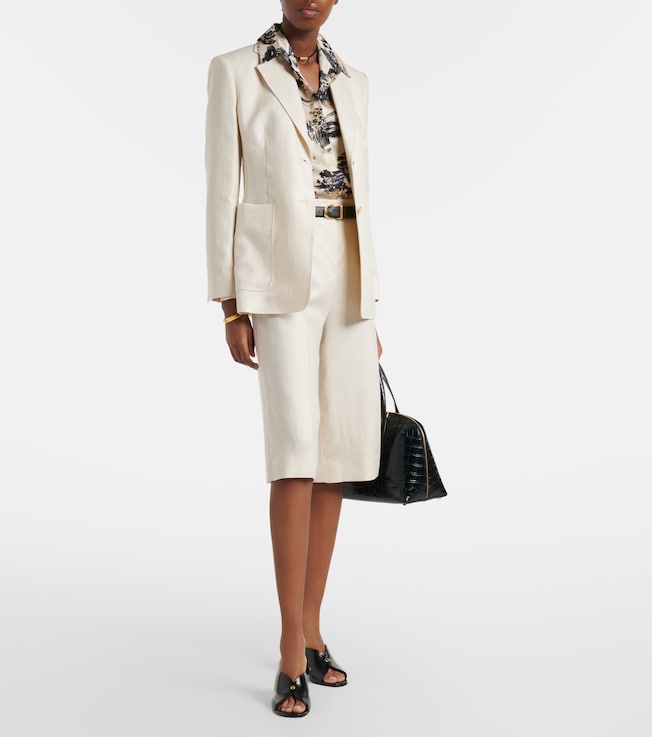 Max Mara Kaki linen wide-leg Bermuda shorts