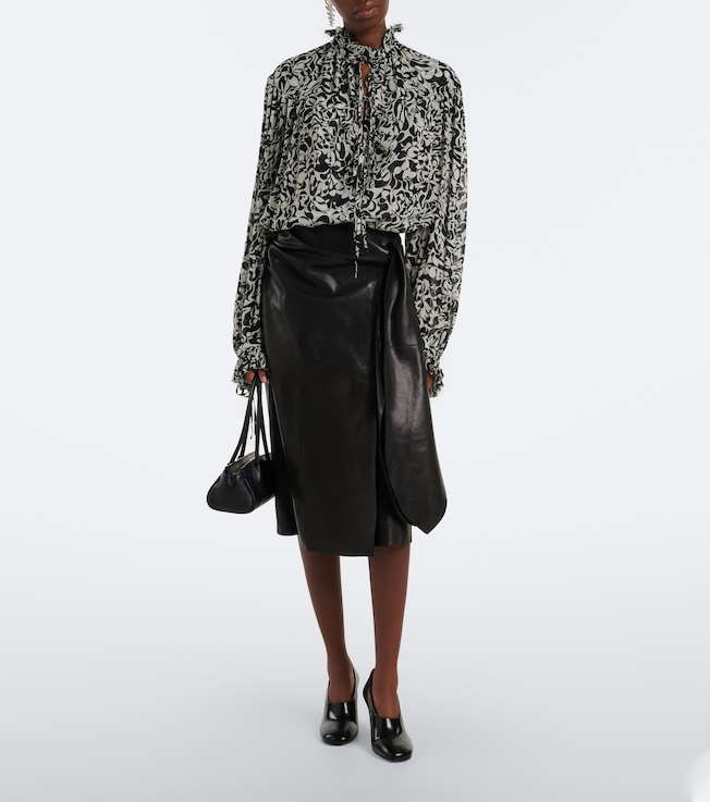 NOUR HAMMOUR Nour Hammour Viret leather midi skirt