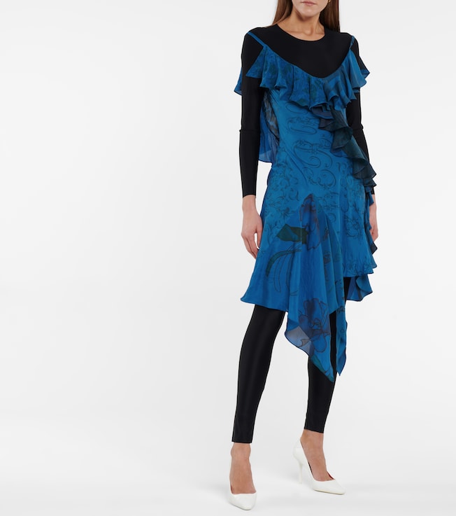Marine Serre Printed silk and stretch-jersey dress