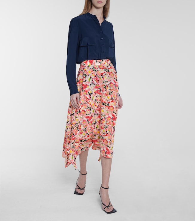 Stella McCartney Ashlyn floral silk midi skirt