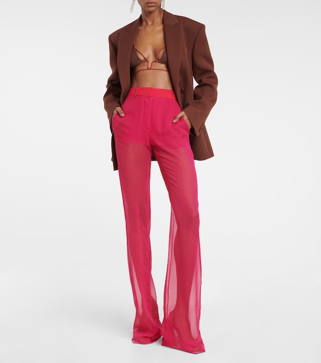 Nensi Dojaka Mid-rise wide-leg silk pants