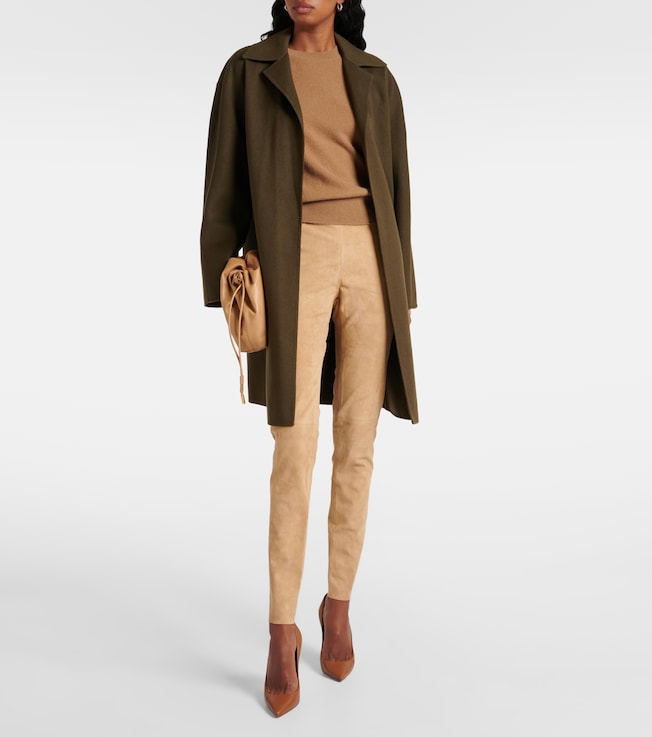 JOSEPH Mid-rise suede leggings