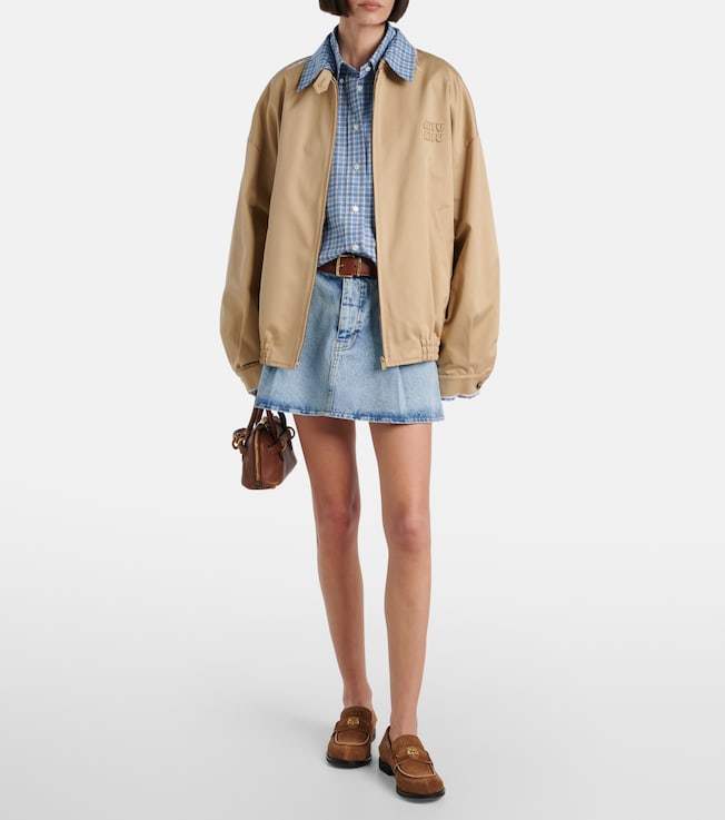 FRAME Pleated denim miniskirt