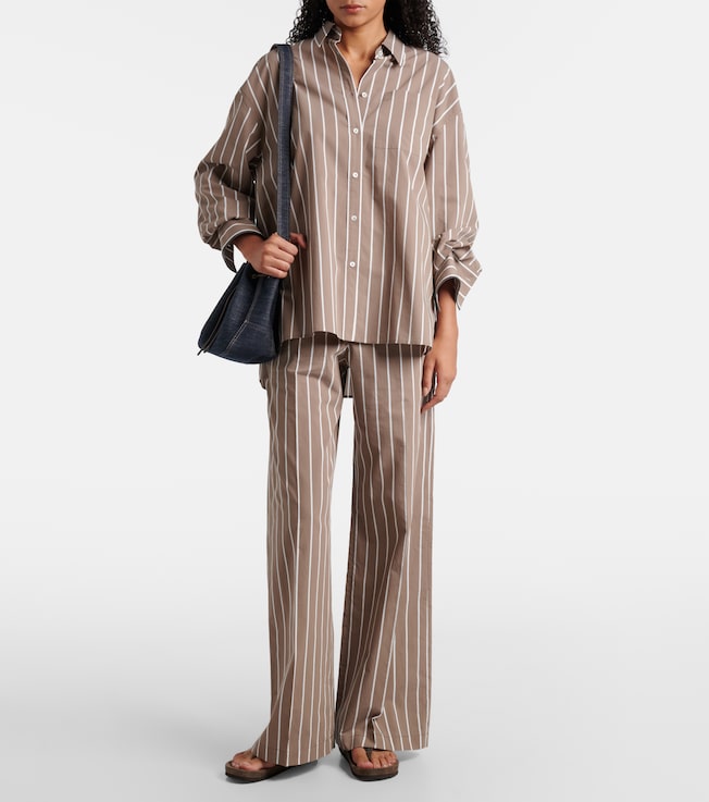 Brunello Cucinelli Monili striped cotton-blend poplin shirt