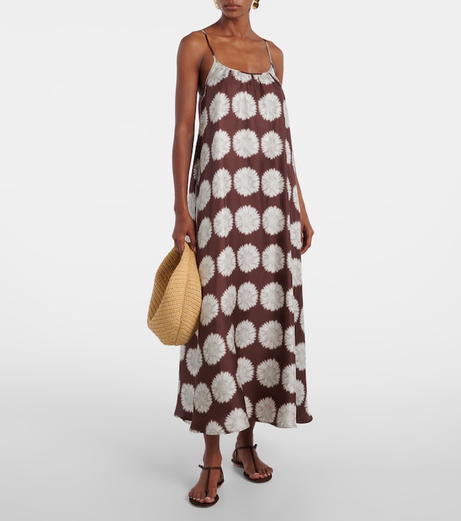 Asceno Napoli floral silk twill maxi dress