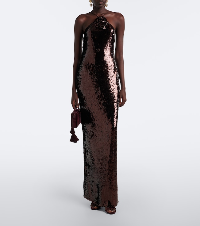 Magda Butrym Floral-appliqué sequined gown