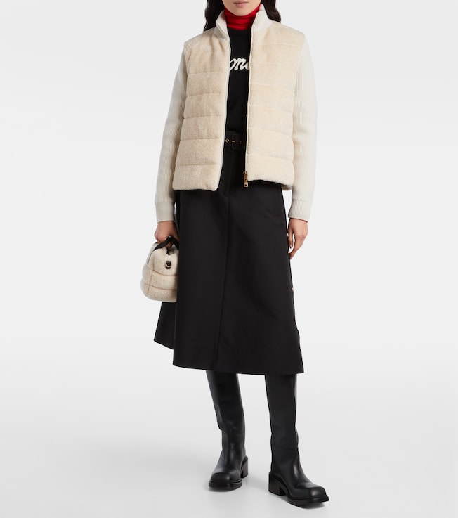 Moncler Down-paneled teddy cardigan