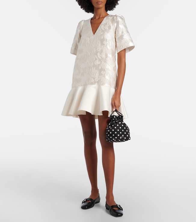 GANNI Floral satin cloqué minidress