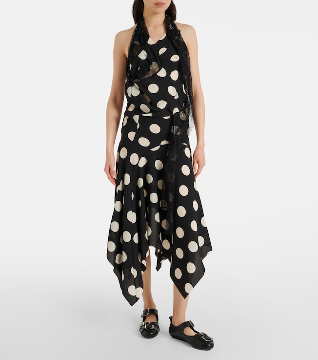 Junya Watanabe Lace-trimmed polka-dot midi dress
