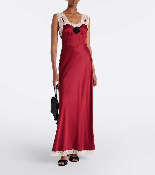 RIXO Rixo Keily lace-trimmed satin maxi dress