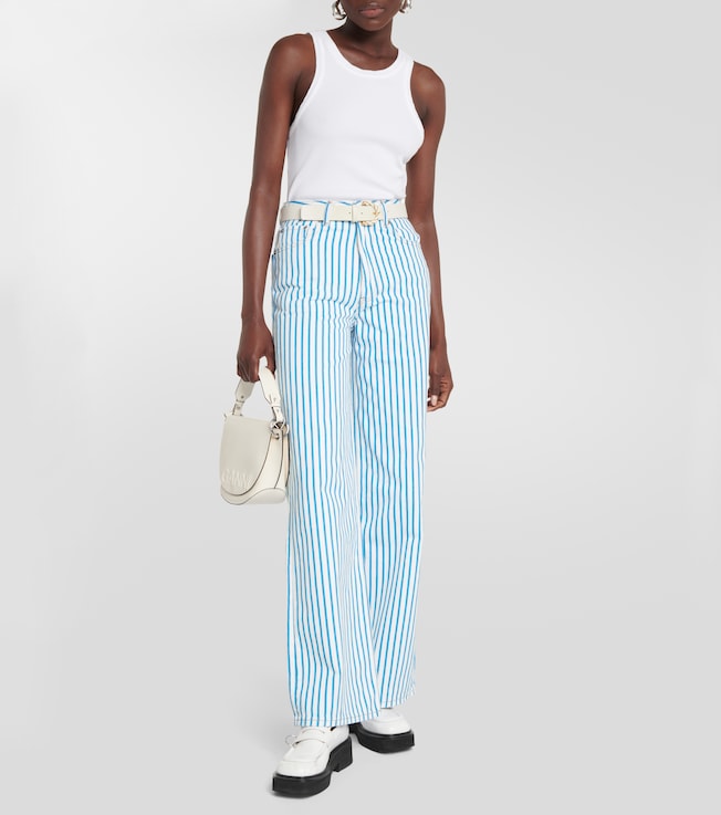 GANNI Magny striped high-rise straight jeans