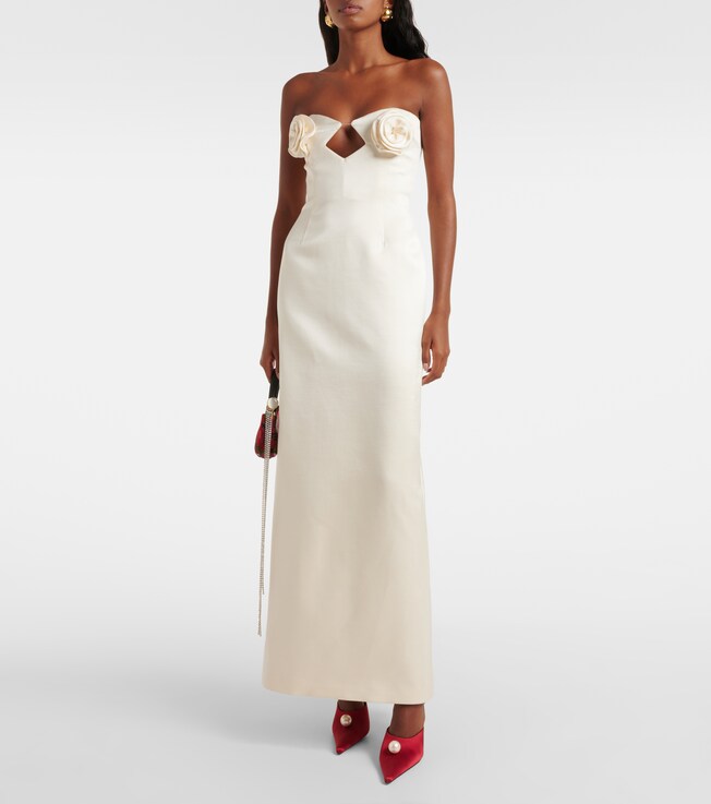 Magda Butrym Floral-appliqué satin corset gown