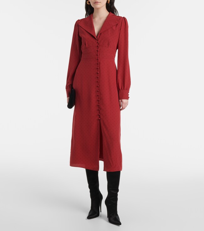 Alessandra Rich Polka-dot silk midi dress
