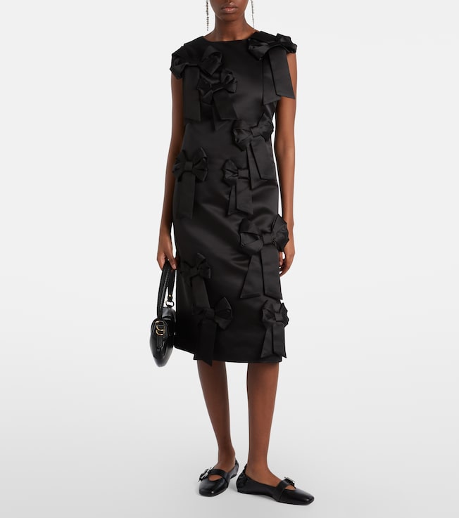 GANNI Bow-detail satin cocktail dress