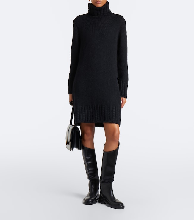 Moncler Moncler Turtleneck alpaca and wool-blend minidress