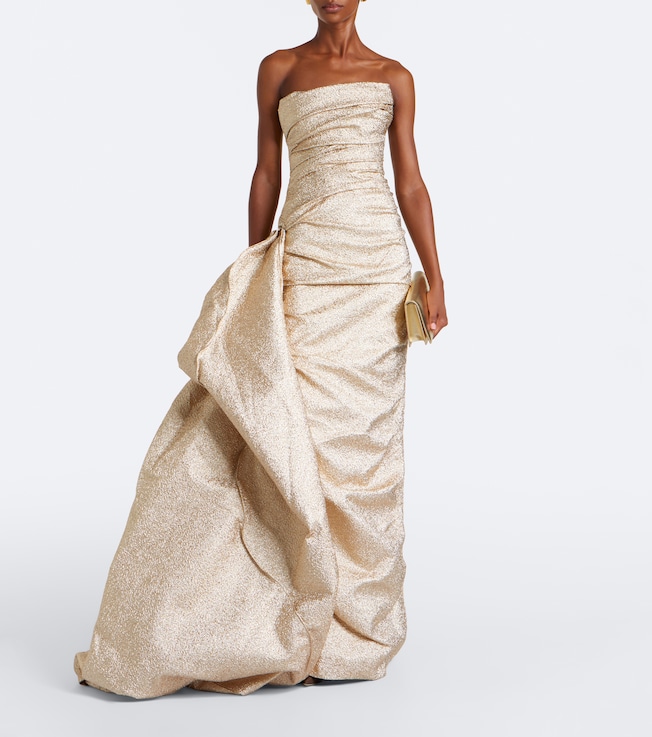 MARMAR HALIM Gathered lamé corset gown