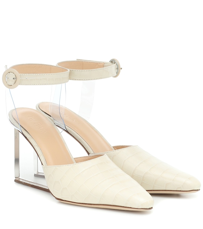 BY FAR Lex croc-effect leather pumps