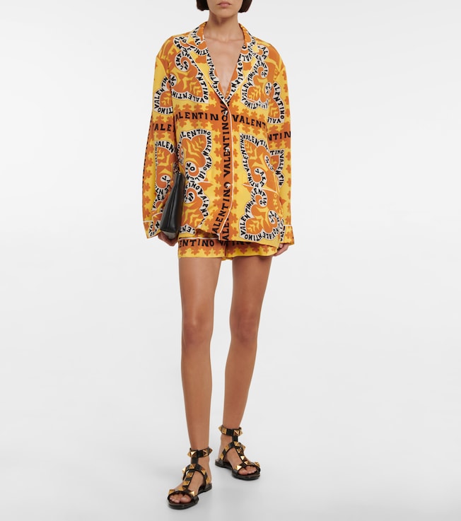 Valentino Printed silk crêpe shorts