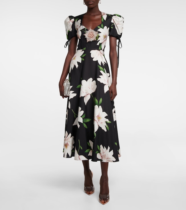 Rodarte Floral silk twill midi dress