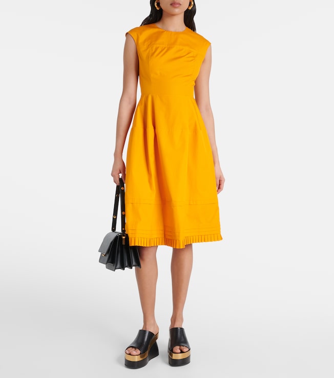 Marni Pleated cotton midi dress