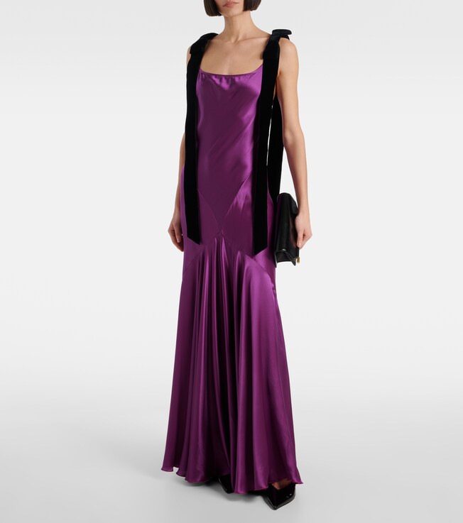 Nina Ricci Gathered satin maxi dress