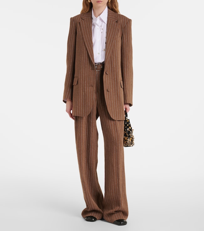 Dries Van Noten Striped linen-blend blazer