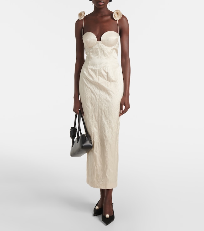Magda Butrym Floral-appliqué cotton-blend bustier dress