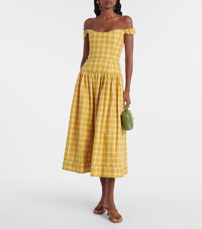 Markarian Giorgia checked cotton midi dress