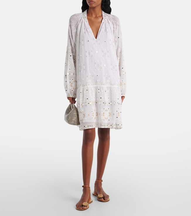 Juliet Dunn Embroidered cotton minidress