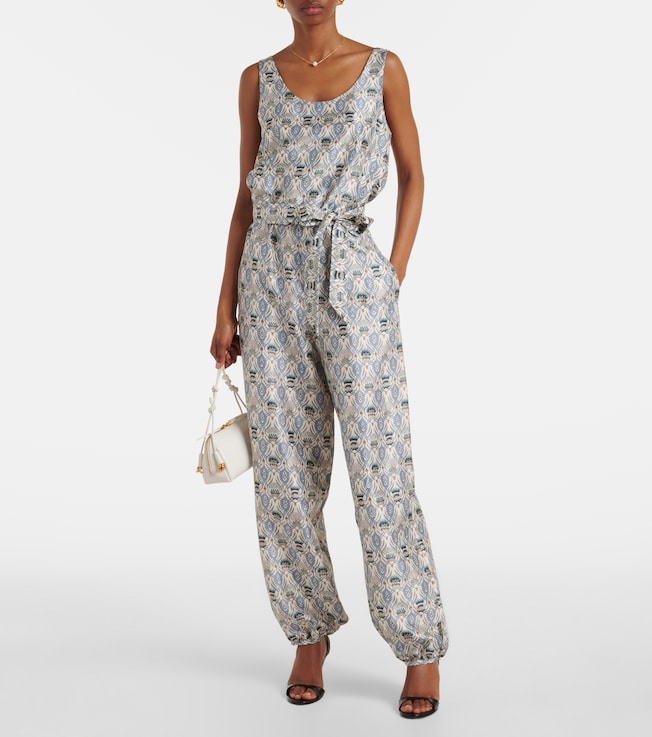 Loro Piana Nadia printed silk shantung jumpsuit