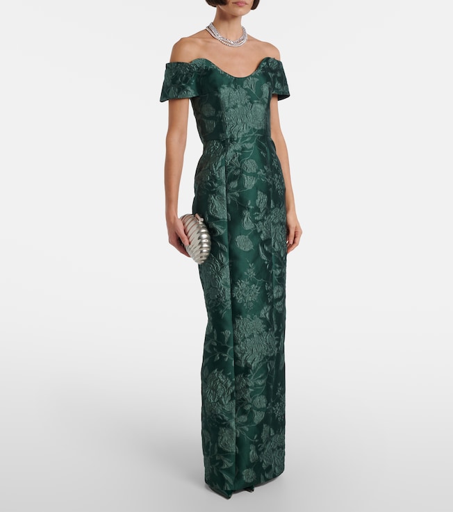 Emilia Wickstead Aislinn floral cloqué bustier gown