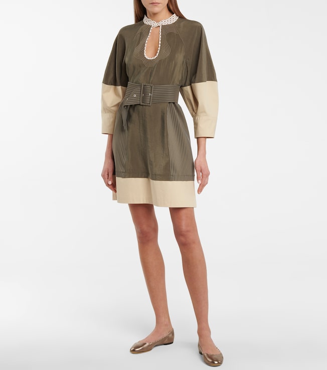 Chloé Belted silk-blend poplin minidress