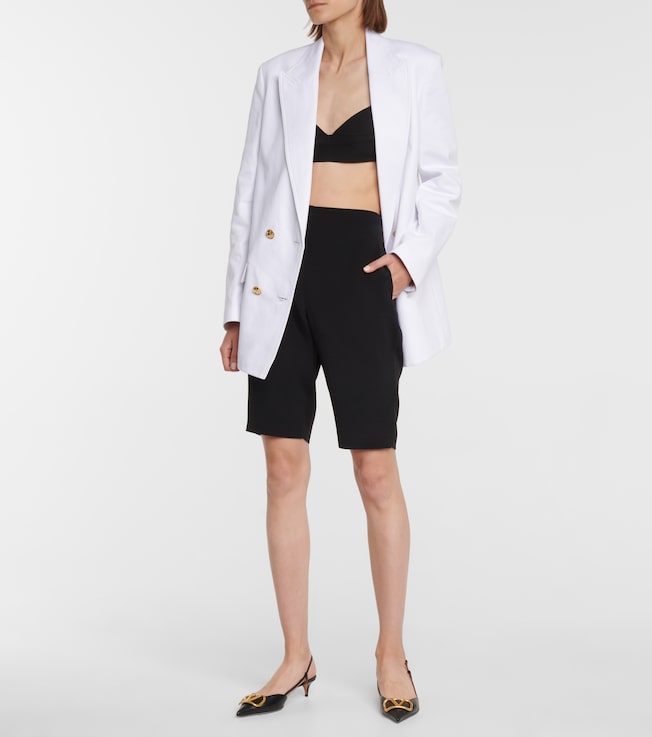 Valentino Stretch wool and silk-blend biker shorts