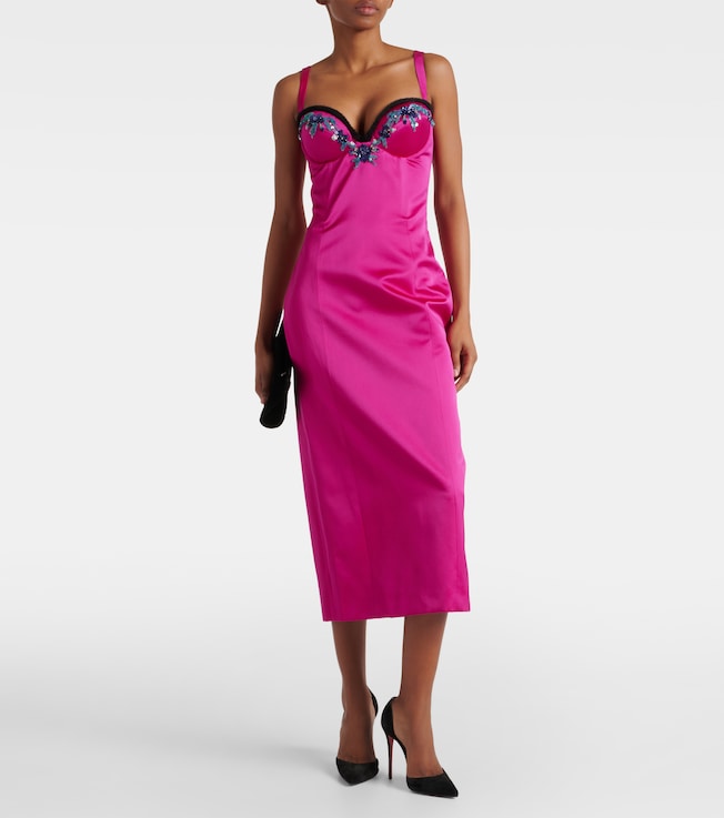 Miss Sohee Embellished satin midi dress