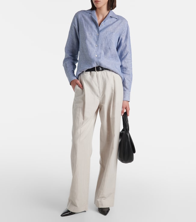 Vince High-rise cotton-blend wide-leg pants