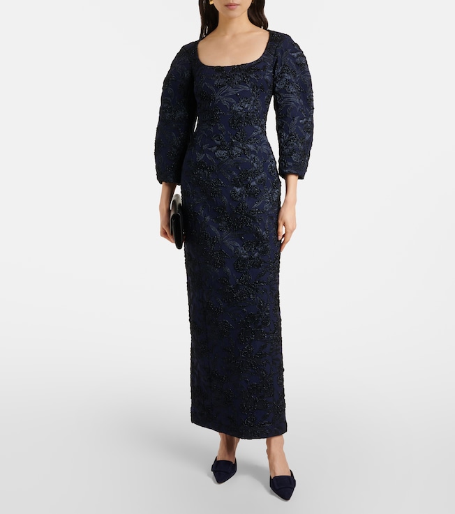 Oscar de la Renta Floral metallic-effect jacquard gown