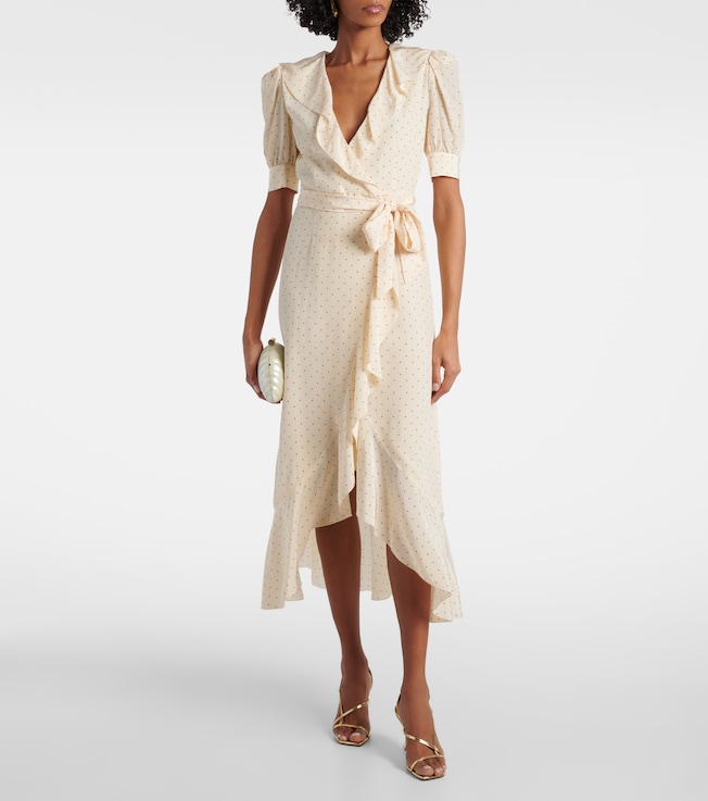 Alessandra Rich Polka dot silk wrap dress