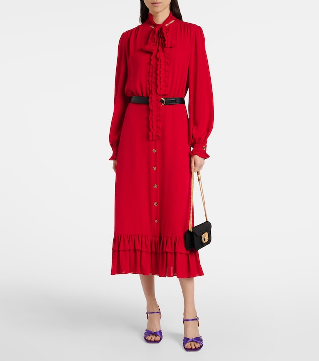 Valentino Ruffled silk georgette midi dress