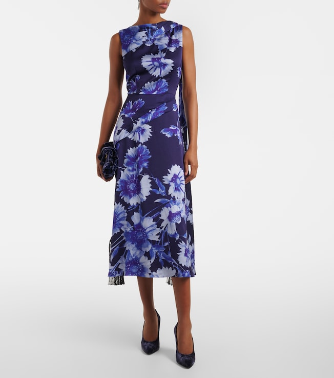 Erdem Draped floral cocktail dress
