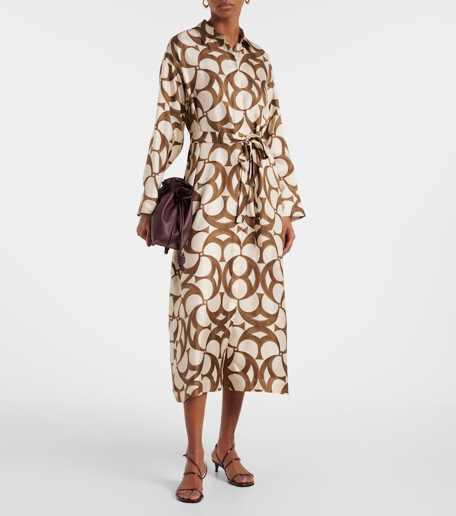 S Max Mara Ileana printed silk twill shirt dress