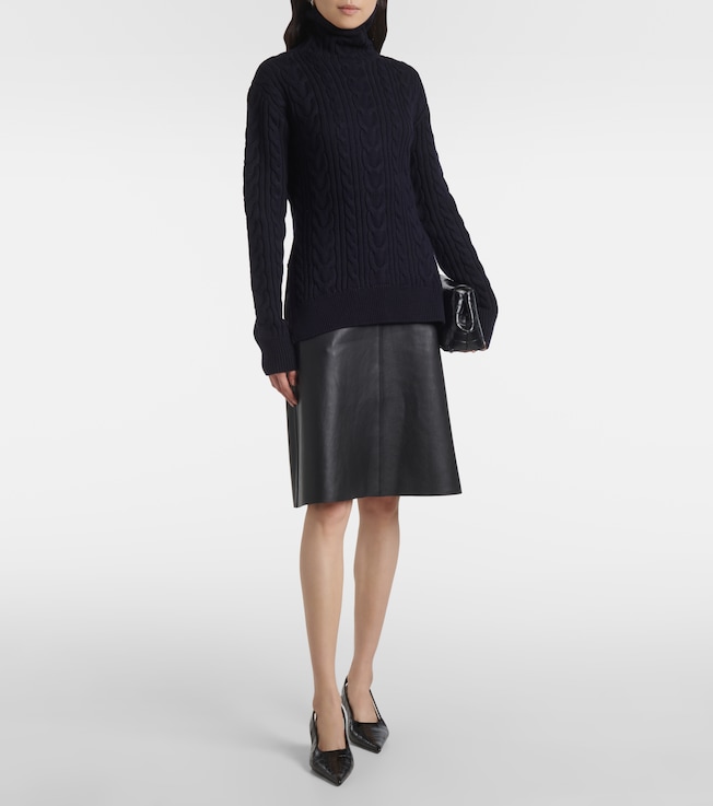 TOTEME Cable-knit wool and cotton turtleneck sweater