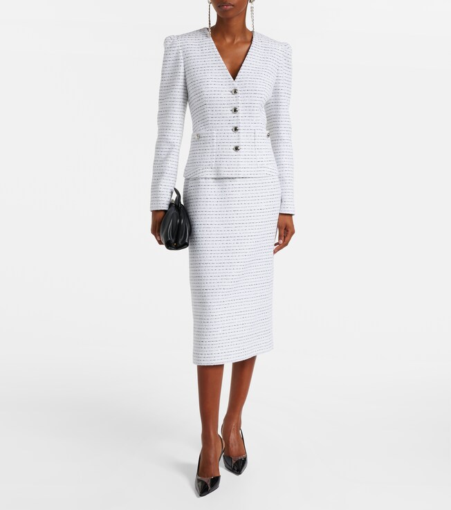 Alessandra Rich Sequined tweed midi skirt