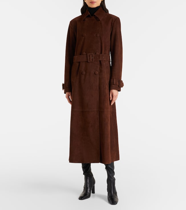 NOUR HAMMOUR Tate suede trench coat