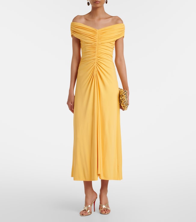 SIMKHAI Sheyda ruched jersey midi dress