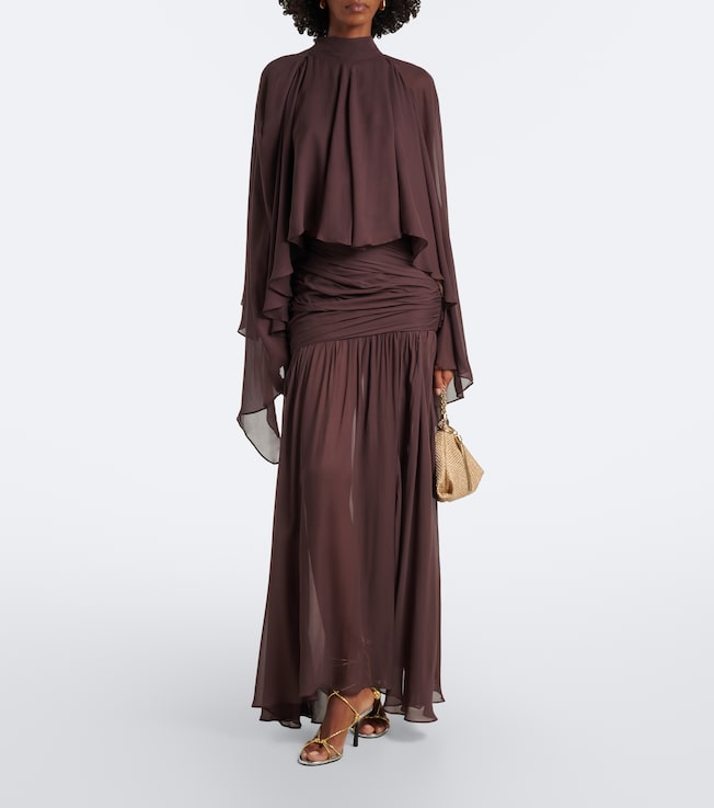 DE LA VALI De La Vali Amaya gathered chiffon maxi skirt