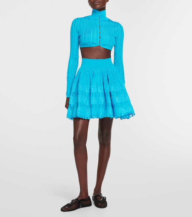 Alaïa Ribbed-knit cropped cardigan