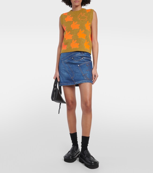 Jw Anderson Twisted asymmetric denim miniskirt