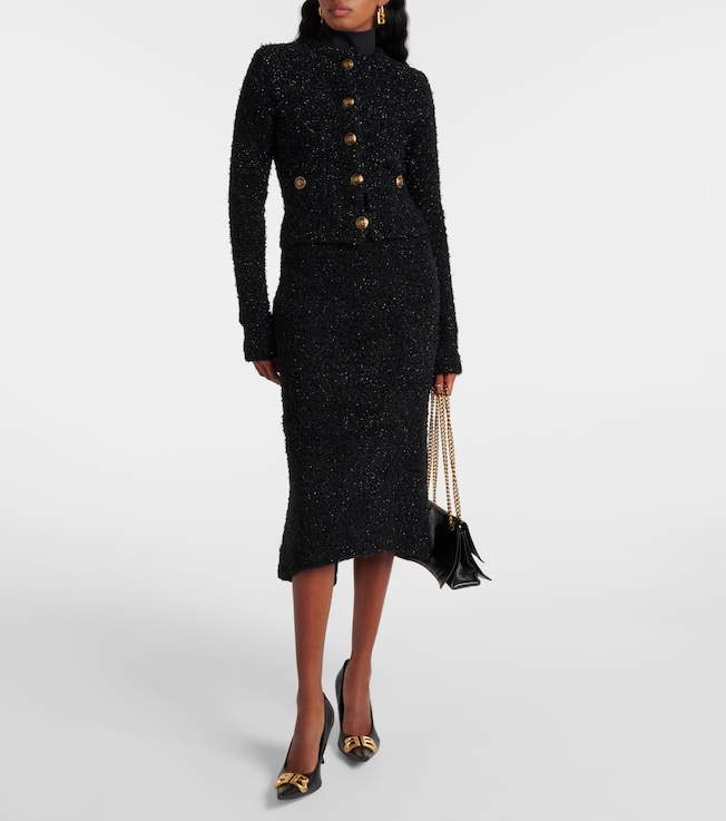 Balenciaga Cropped cotton-blend tweed cardigan